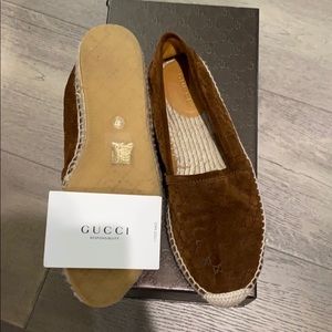 Gucci suede slip ons